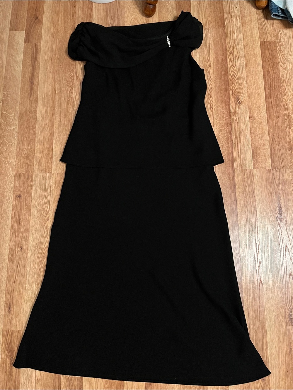 Metaphor Black Sleeveless Draped Maxi with Rhinestone Accent - Picture 4 of 4